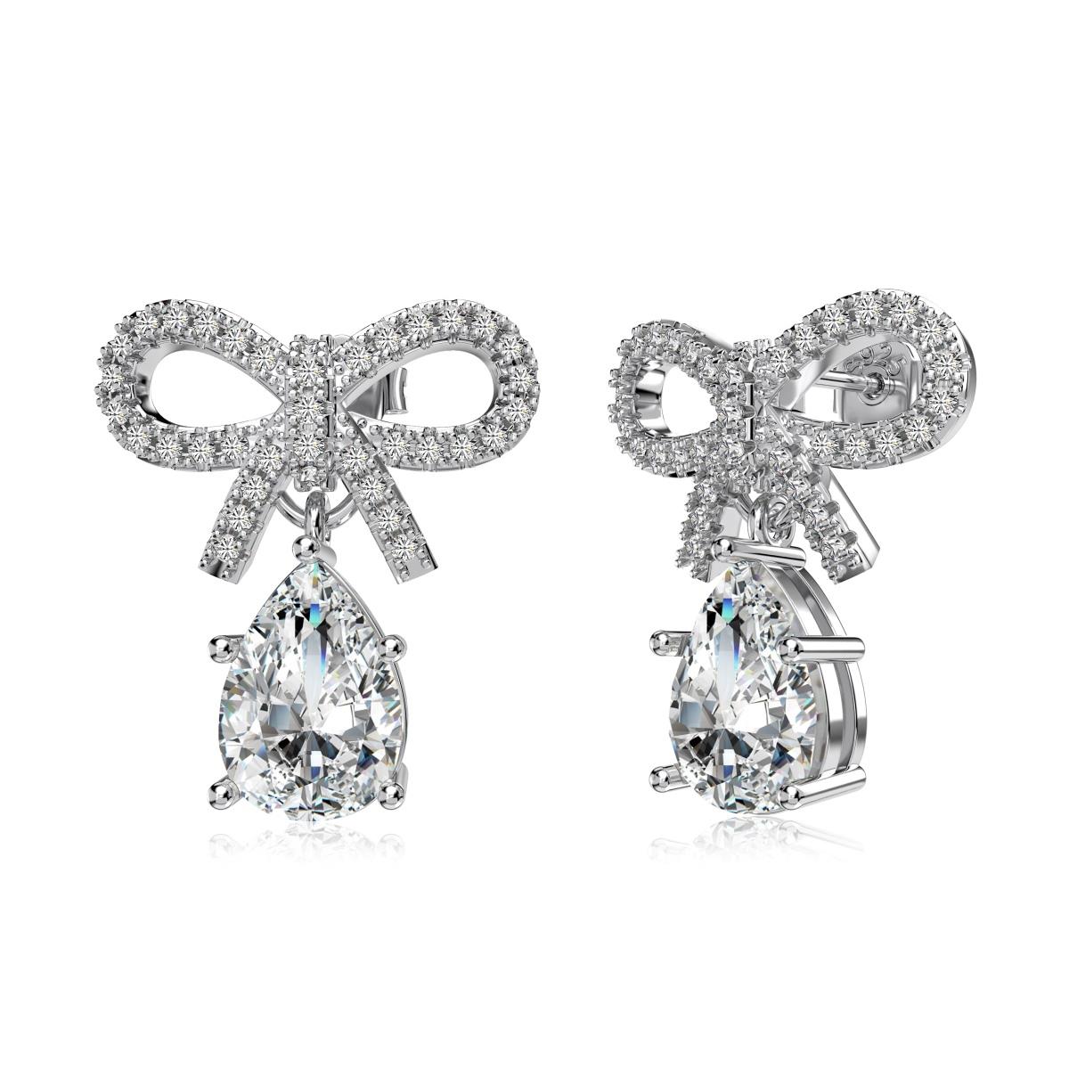 Elegant 925 Silver Earrings with Rhodium Plating and Sparkling Clear Stone
