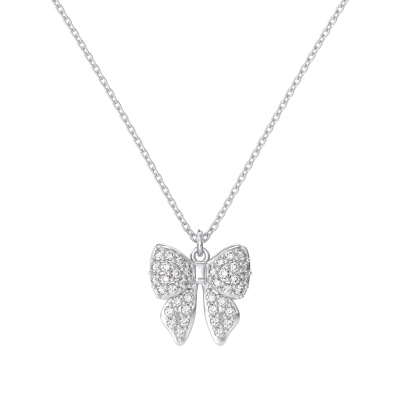 Elegant 925 Sterling Silver Necklace with Rhodium-Plated Pendant and CZ Stones