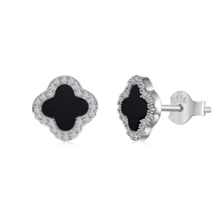 Timeless Elegance: Silver Earrings with Onyx & Sparkling CZ