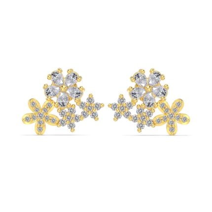 Elegant Gold Plated Silver Earrings with Sparkling 5A CZ