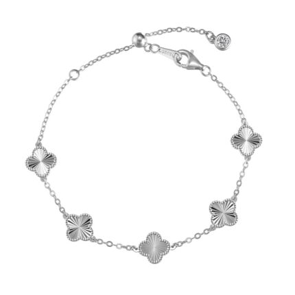 Radiant Clover Charm Bracelet in Luxe 925 Sterling Silver with Dazzling CZ