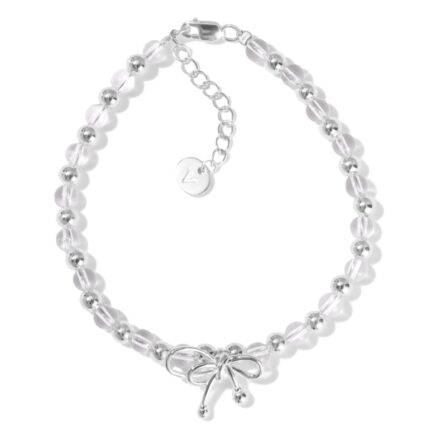 Elegant Crystal-Adorned Silver Bracelet with Adjustable Fit