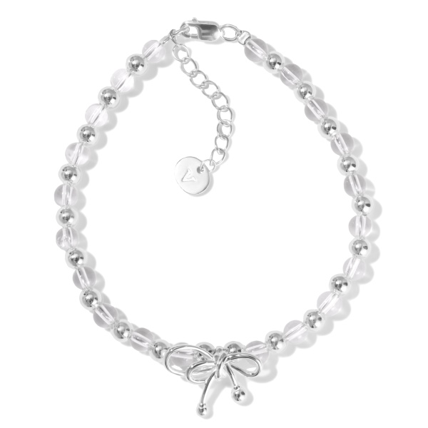 Elegant Crystal-Adorned Silver Bracelet with Adjustable Fit