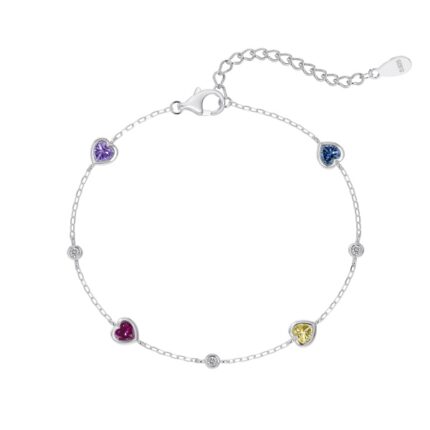 Elegant 925 Silver Rhodium-Plated Adjustable Bracelet with Sparkling CZ Pendant
