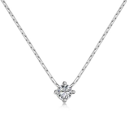 Elegant YK Beauty Sterling Silver Zircon Necklace with Rhodium-Plated Finish
