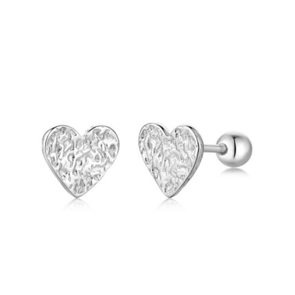 Yk Beauty Crinkle Heart Studs: Elegant Sterling Silver Earrings with Playful Charm