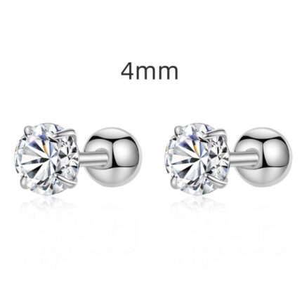 YkBeauty 4mm 925 Silver CZ Diamond Screwback