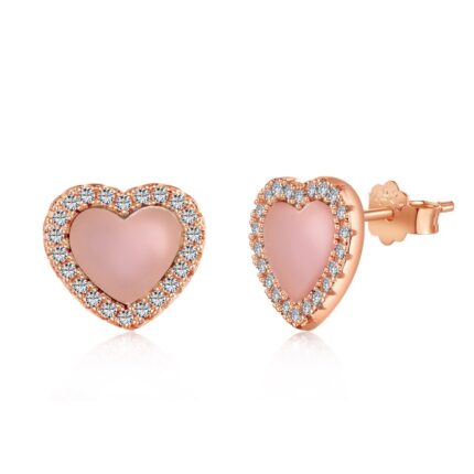 YkBeauty Pink Heart Stud Rose Gold