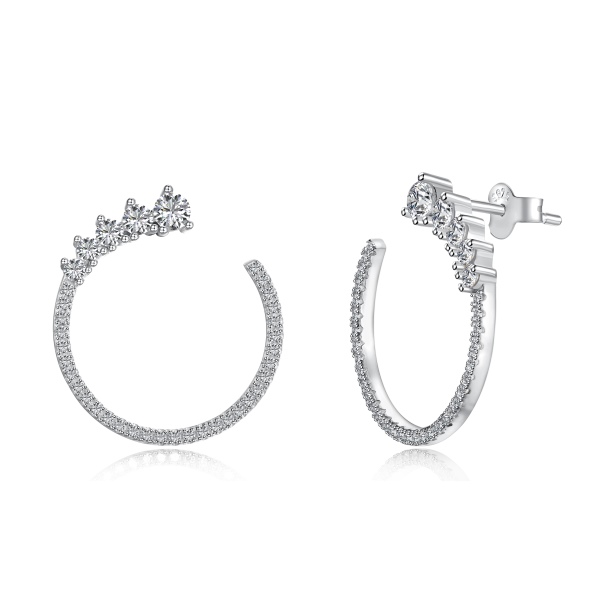 Exquisite YK Beauty Sterling Silver Zircon Earrings with Rhodium-Plating and CZ Stones