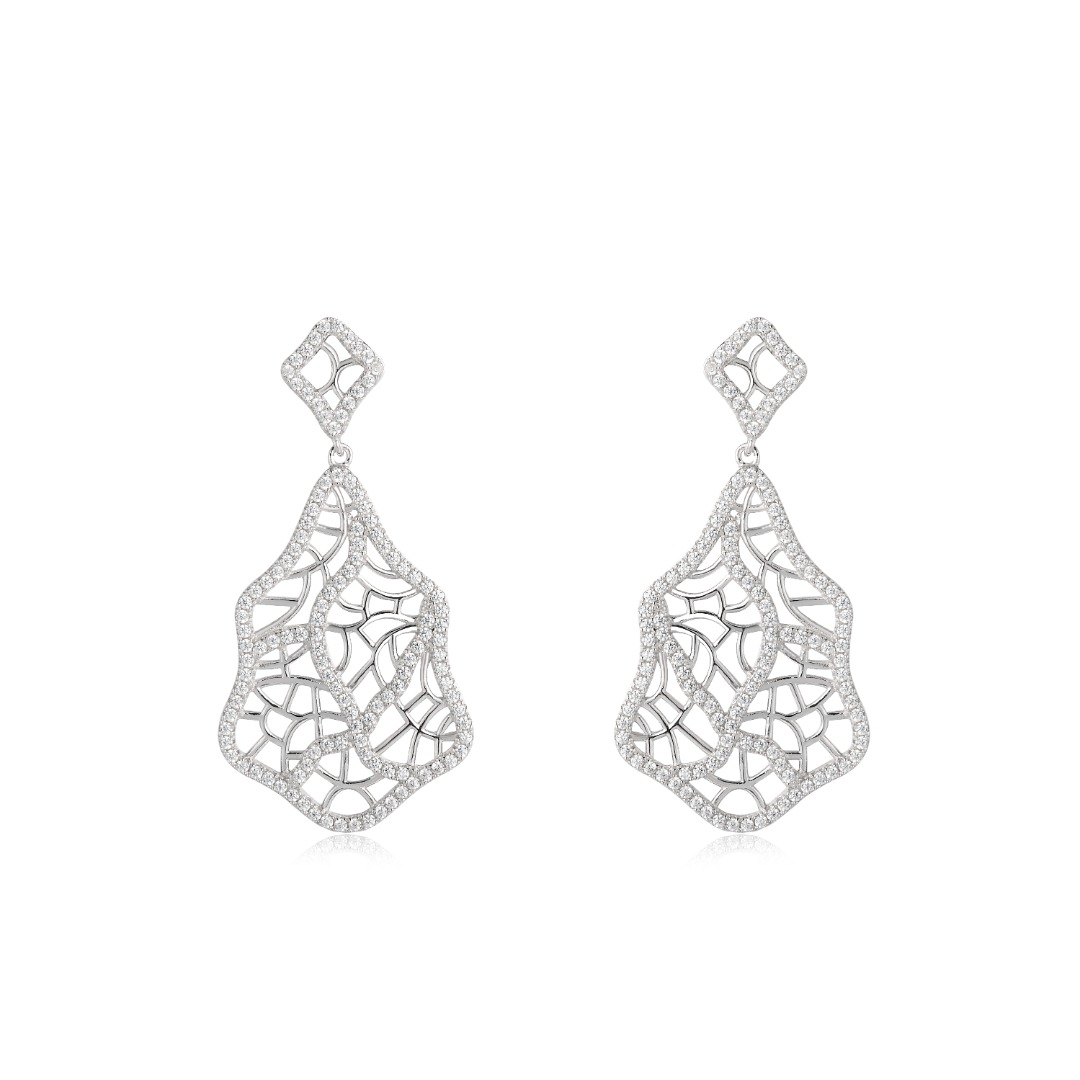 YK Beauty Sterling Silver Drop Earring Rhodium Plated
