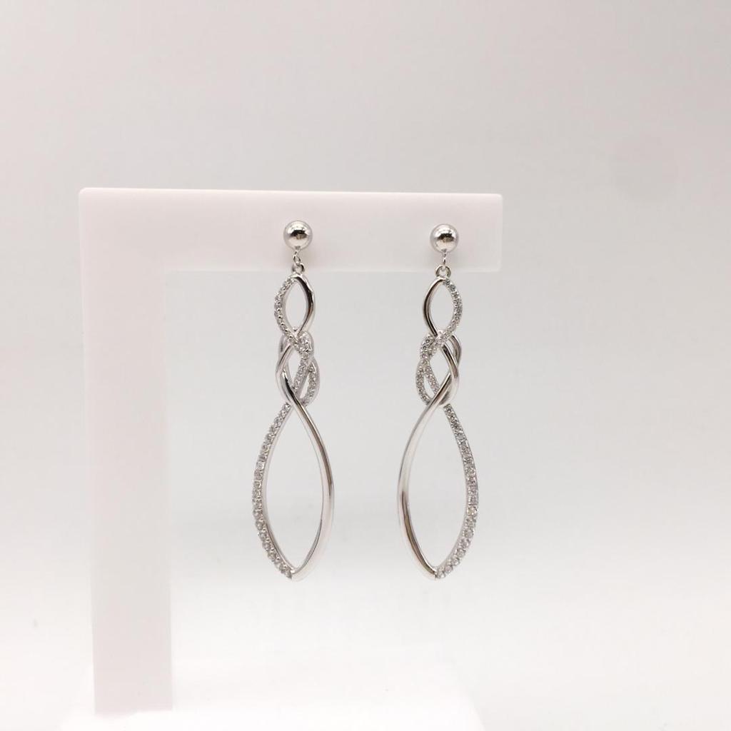 Rhodium Plated Silver Tangled Drop Earring - Image 2