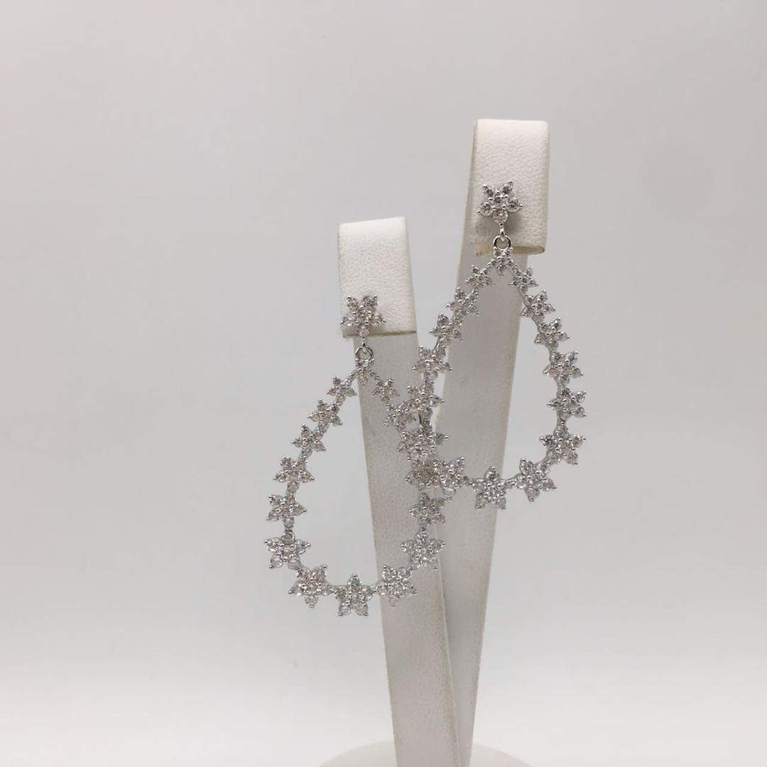 YK Beauty Sterling Silver Teardrop Earring Rhodium Plated Silver