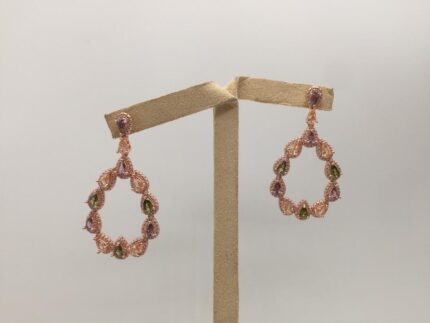 YK Beauty Rose Gold Plated Drop Gemstone Earring
