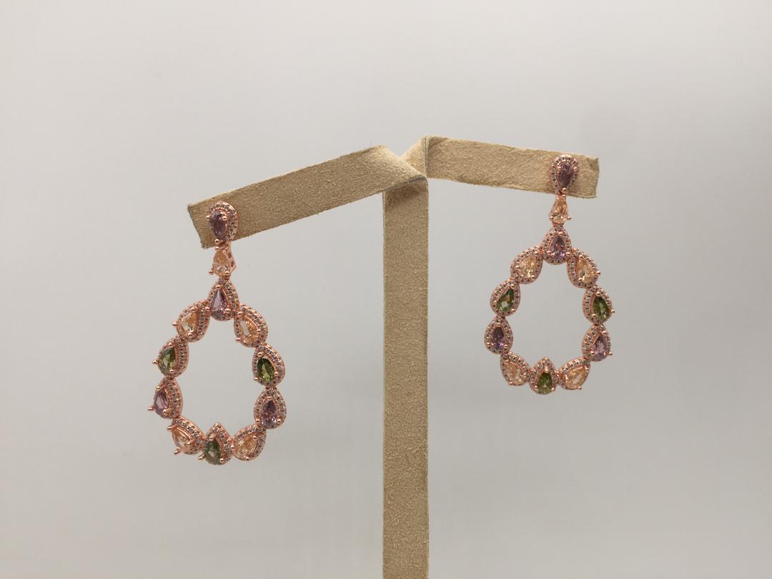 YK Beauty Rose Gold Plated Drop Gemstone Earring