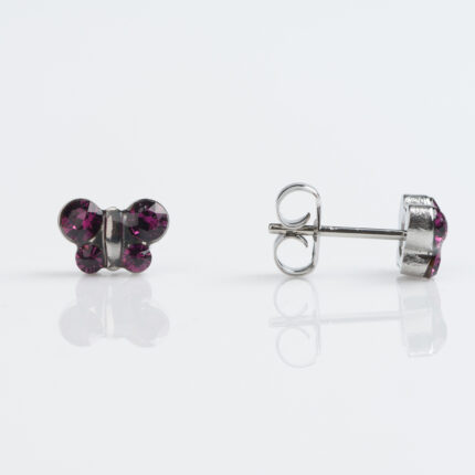 Studex Sensitive Stainless February Amethyst Butterfly Earrings