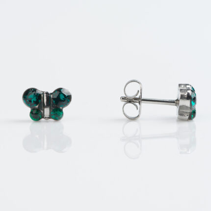 Studex Sensitive Stainless Butterfly May Emerald Earrings