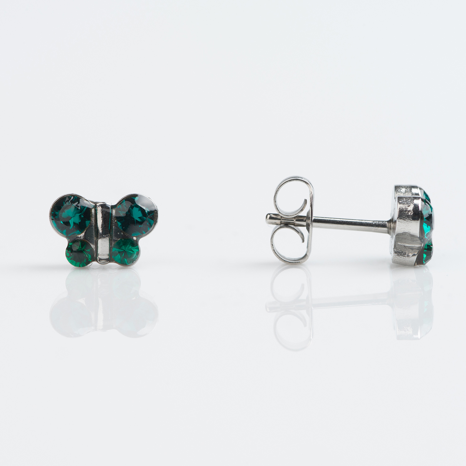 Studex Sensitive Stainless Butterfly May Emerald Earrings