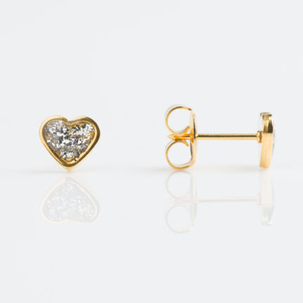 Studex Sensitive Gold Plated Clear Glitter Heart Stud
