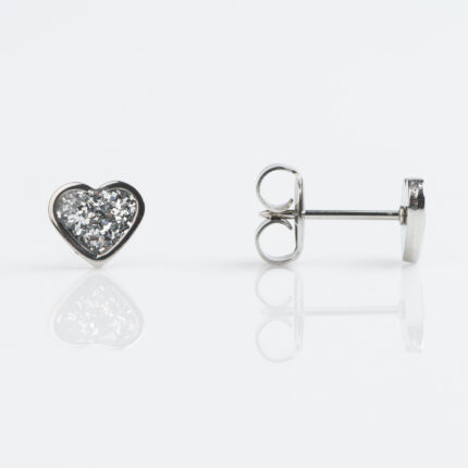 Studex Sensitive Stainless Clear Glitter Heart Stud Earrings