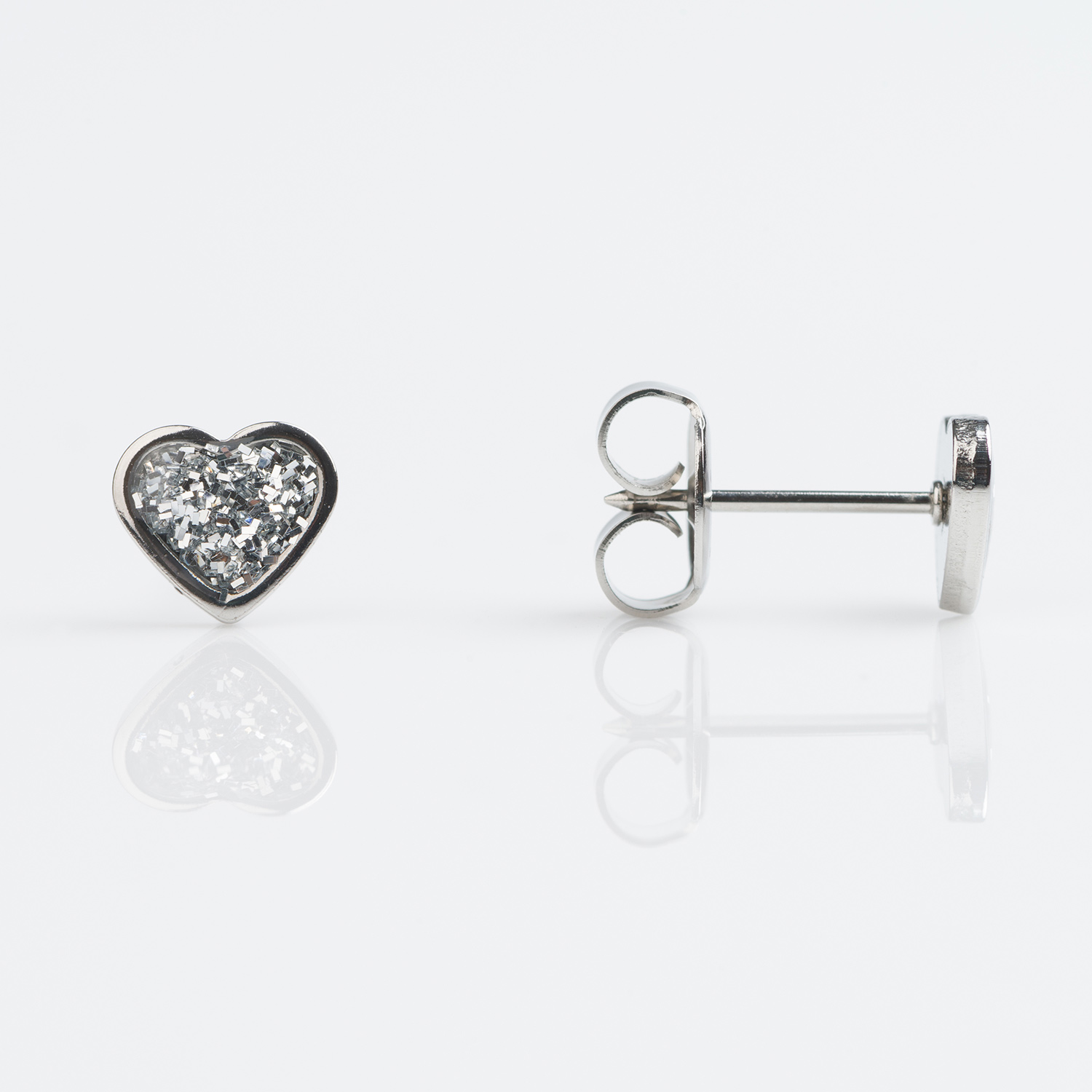 Studex Sensitive Stainless Clear Glitter Heart Stud Earrings