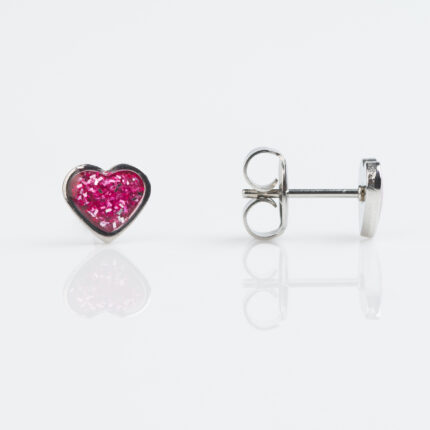 Studex Sensitive Stainless Pink Glitter Heart Earrings