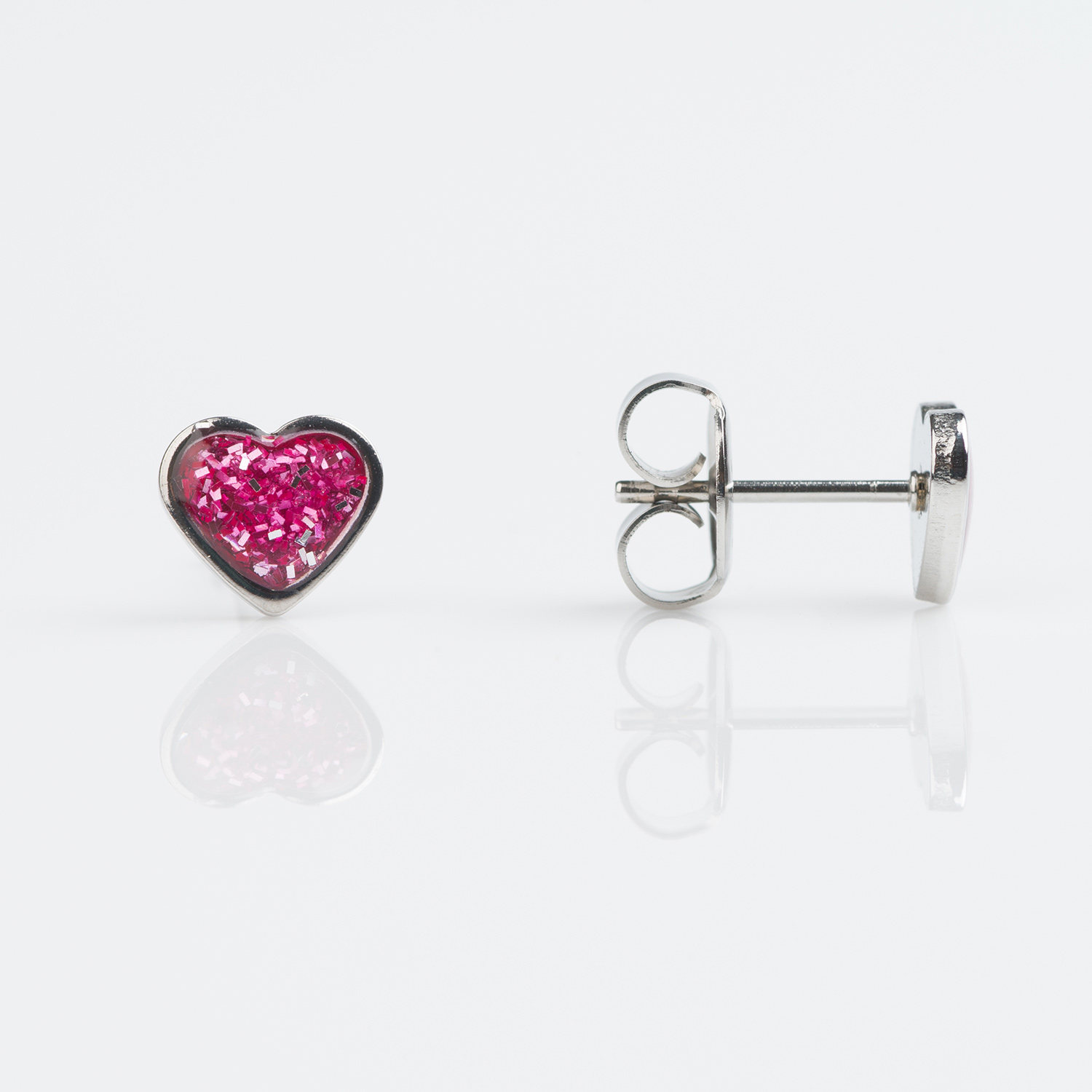 Studex Sensitive Stainless Pink Glitter Heart Earrings