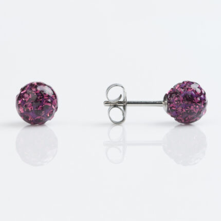 Studex Stainless 6mm Fireball Amethyst Earrings