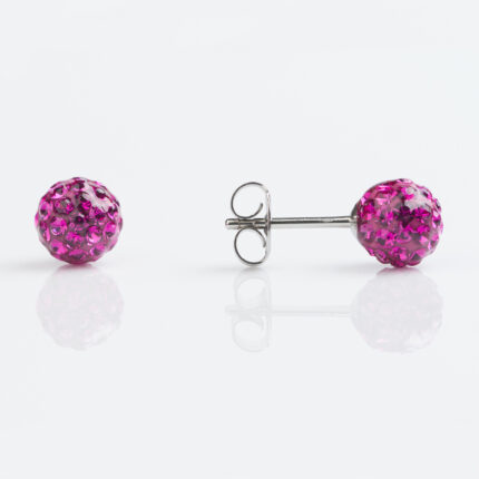 Studex Stainless 6mm Fireball Fuchsia Earrings
