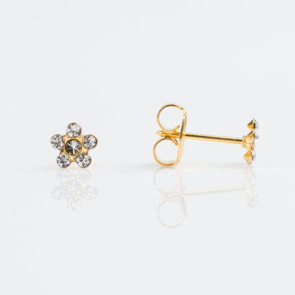 Studex Sensitive Gold Plated Daisy April Crystal Stud Earrings Made In Usa