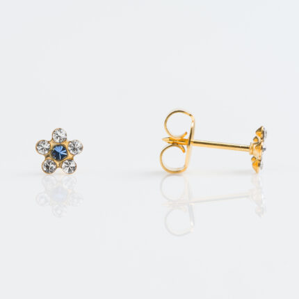 Studex Studex Sensertive Gold Plated Daisy Crystal Sapphire Stud Earrings
