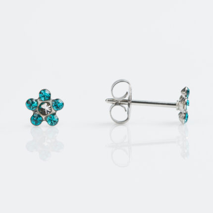 Studex Stainless Daisy Blue Zircon Crystal Earrings