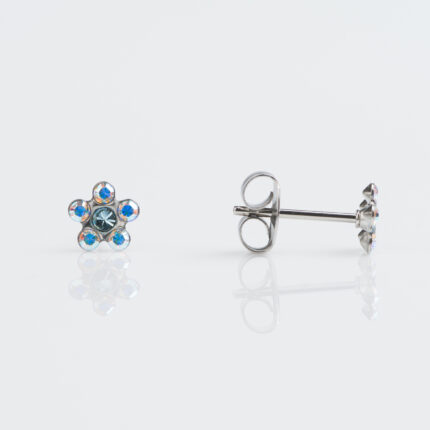 Studex Sensitive Stainless Daisy Ab Crystal Aquamarine Earrings