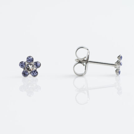 Studex Sensitive Stainless Daisy Tanzanite Crystal Earrings
