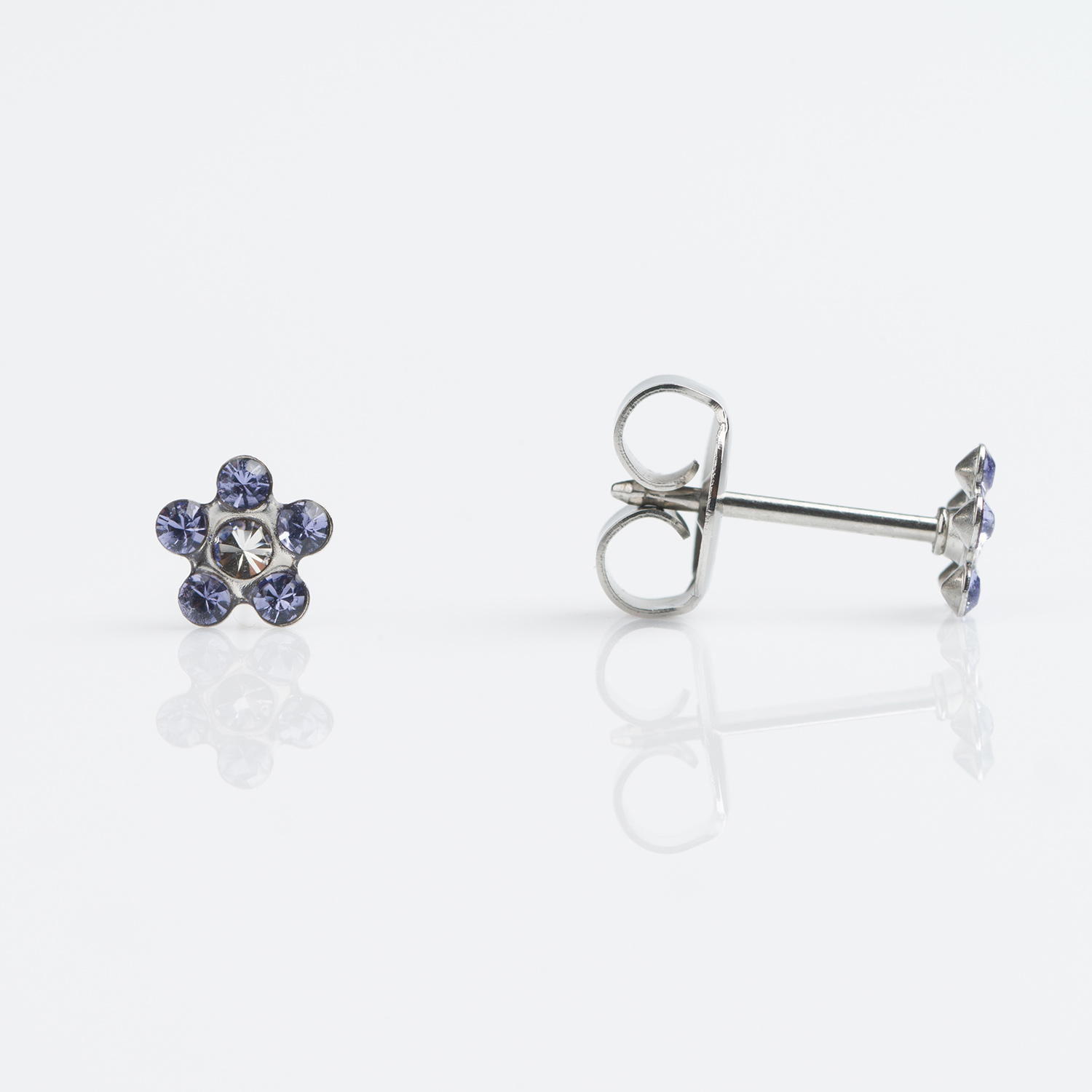 Studex Sensitive Stainless Daisy Tanzanite Crystal Earrings