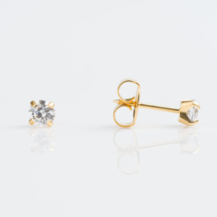 Studex Sensitive Gold Plated Tiff. 4mm Cubic Zirconia Earrings