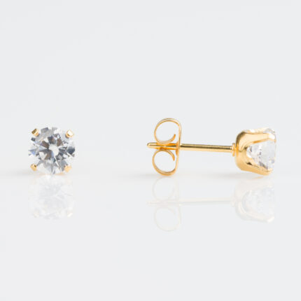 Studex Gold Plated TIFF. 5mm Cubic Zirconia Earrings