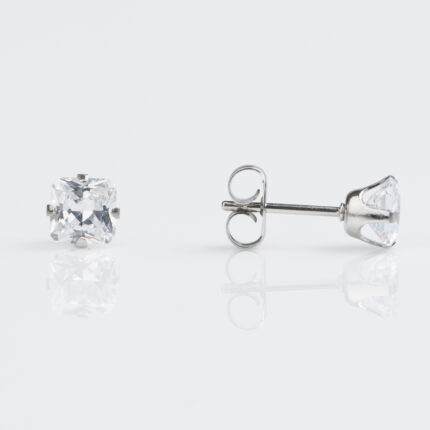 Studex Sensitive Stainless 5mm Cubic Zirconia Princess Cut Earrings