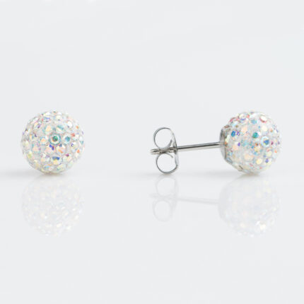 Studex sensitive Stainless 8mm  Ab Crystal Fireball Stud Earrings