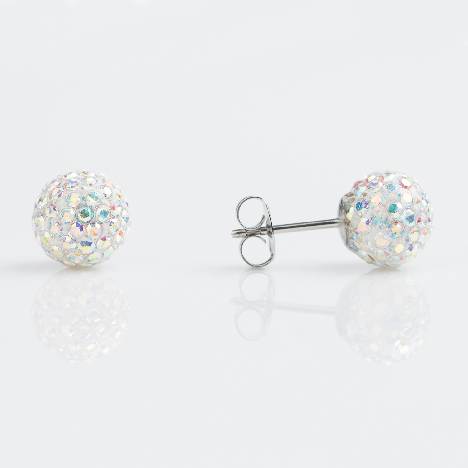 Studex sensitive Stainless 8mm Ab Crystal Fireball Stud Earrings