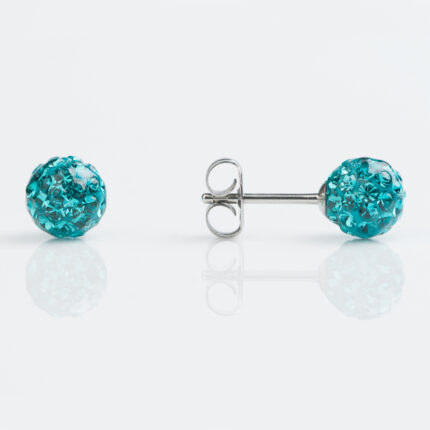 Studex Stainless Steel 6mm Fireball Blue Zircon Stud Earrings