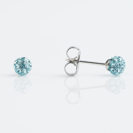 Studex Sensitive Stainless Steel 4.5mm Fireball Aquamarine Earrings
