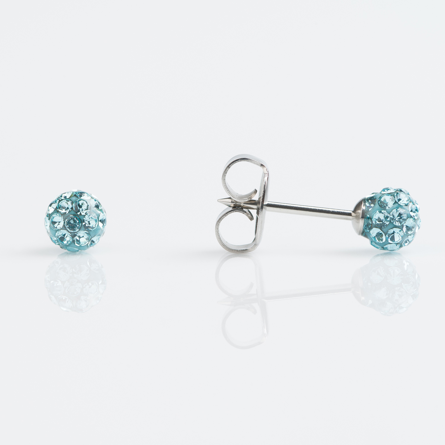 Studex Sensitive Stainless Steel 4.5mm Fireball Aquamarine Earrings