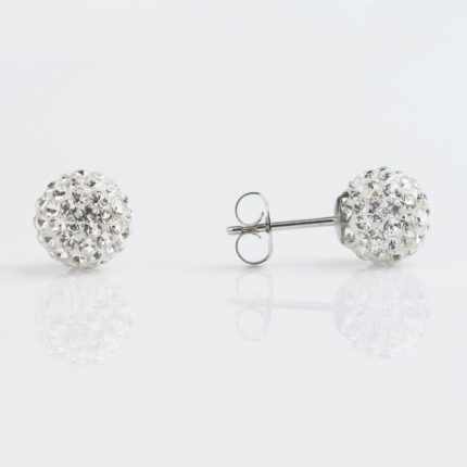 Hypoallergenic Sensitive Studex Stainless Steel 8mm Fireball Crystal Stud Earrings