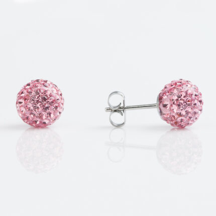 Studex Sensitive Stainless Steel 8mm Fireball Light Rose Stud Earrings