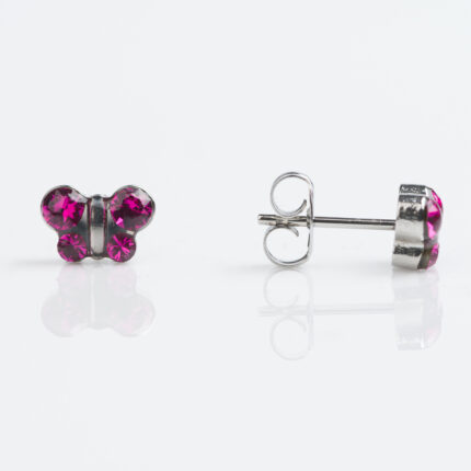 Studex Sensitive Stainless Steel Fuchsia Butterfly Earrings
