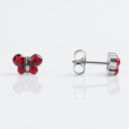 Studex Sensitive Stainless Steel July Ruby Butterfly Earrings