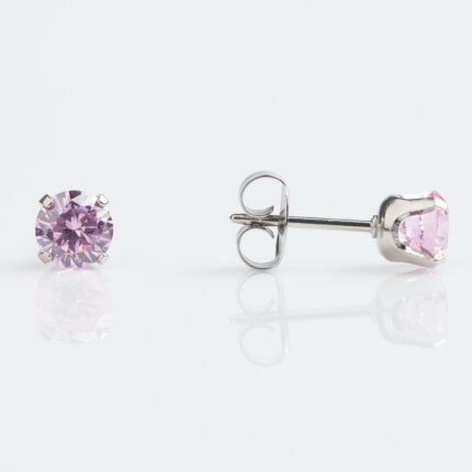 Studex Sensitive Stainless Steel TIFF. 5mm Cubic Zirconia Pink Stud Earrings