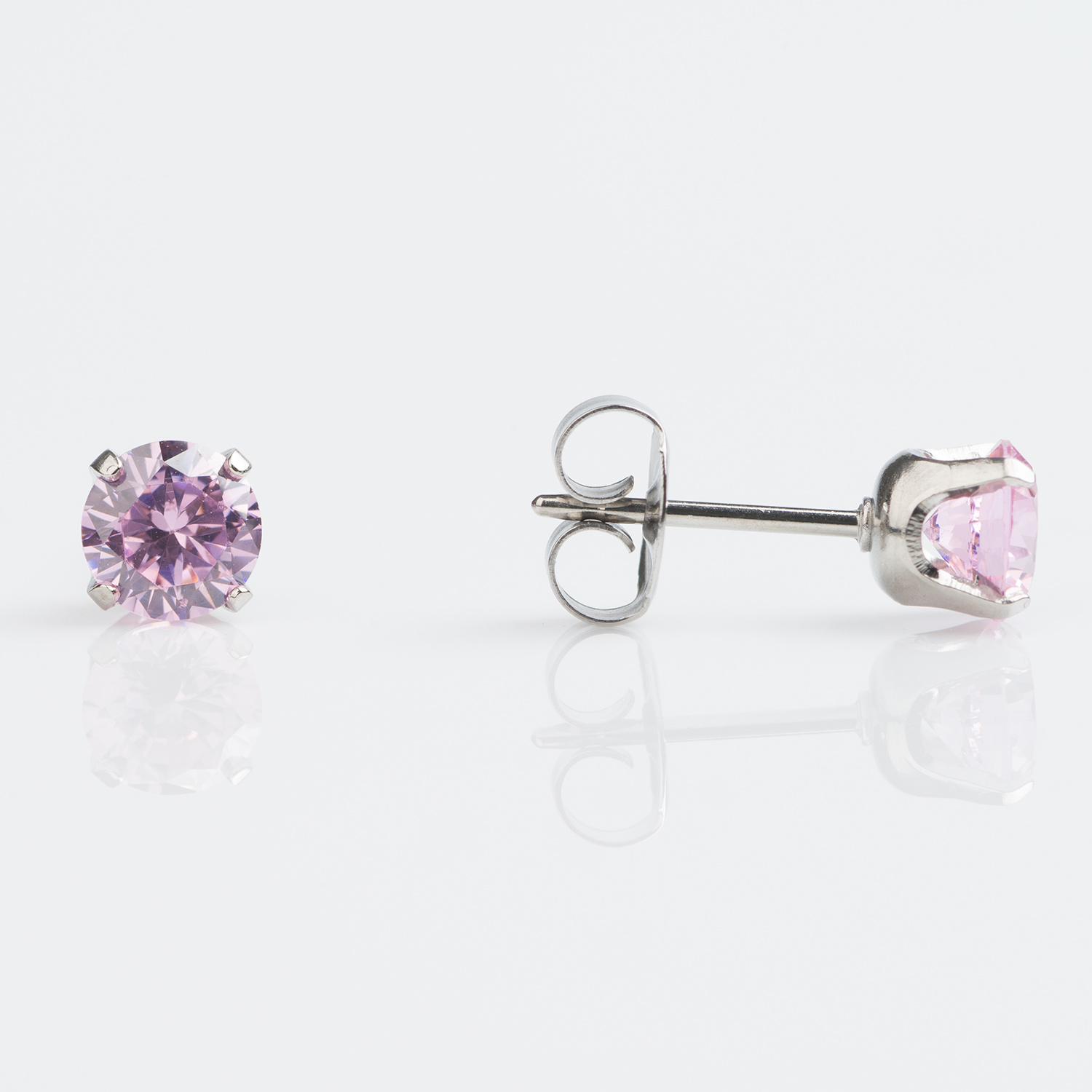 Studex Sensitive Stainless Steel TIFF. 5mm Cubic Zirconia Pink Stud Earrings