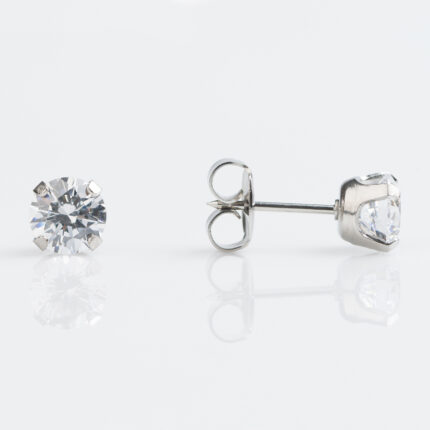 Studex Stainless Steel TiFF. 6mm Cubic Zirconia Earrings