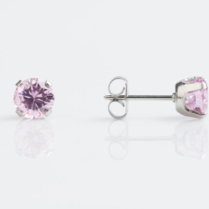 Studex Sensitive Stainless Steel TIFF. 6mm Pink Cubic Zirconia  Earrings